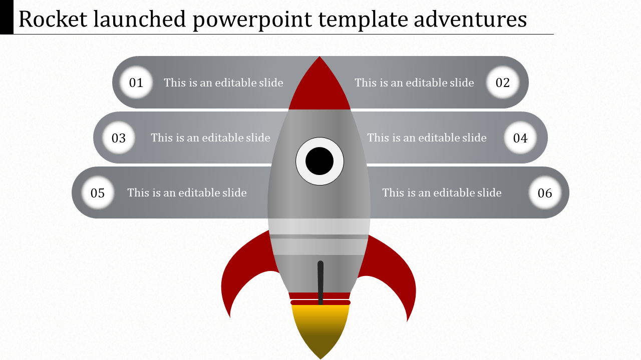 rocket launched powerpoint template-grey